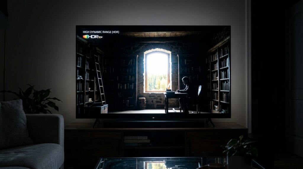 Televisie met een contrastrijk HDR-beeld