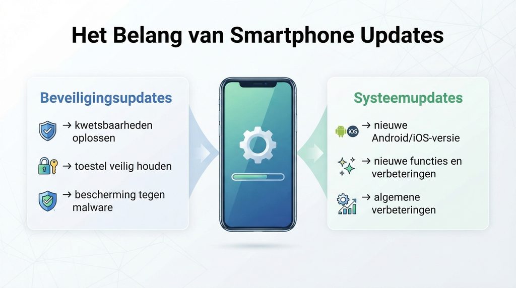 Verschil tussen beveiligingsupdates en systeemupdates op een smartphone