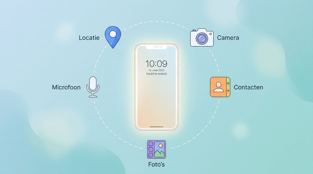 Afbeelding die opties laat zien om een telefoon goed te beveiligen. Smartphone beveiligen doe je zo.