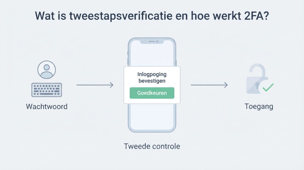 Illustratie van tweestapsverificatie met een wachtwoord en tweede controle
